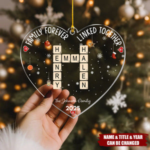 Christmas Family Heart Scrabble Custom Name - Personalized Acrylic Ornament
