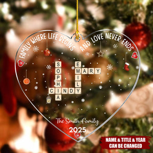 Christmas Family Heart Scrabble Custom Name - Personalized Acrylic Ornament