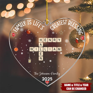 Christmas Family Heart Scrabble Custom Name - Personalized Acrylic Ornament