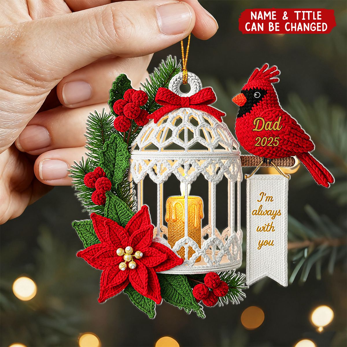 Memorial Cardinal Acrylic Ornament - Personalized Gifts For Loved Ones