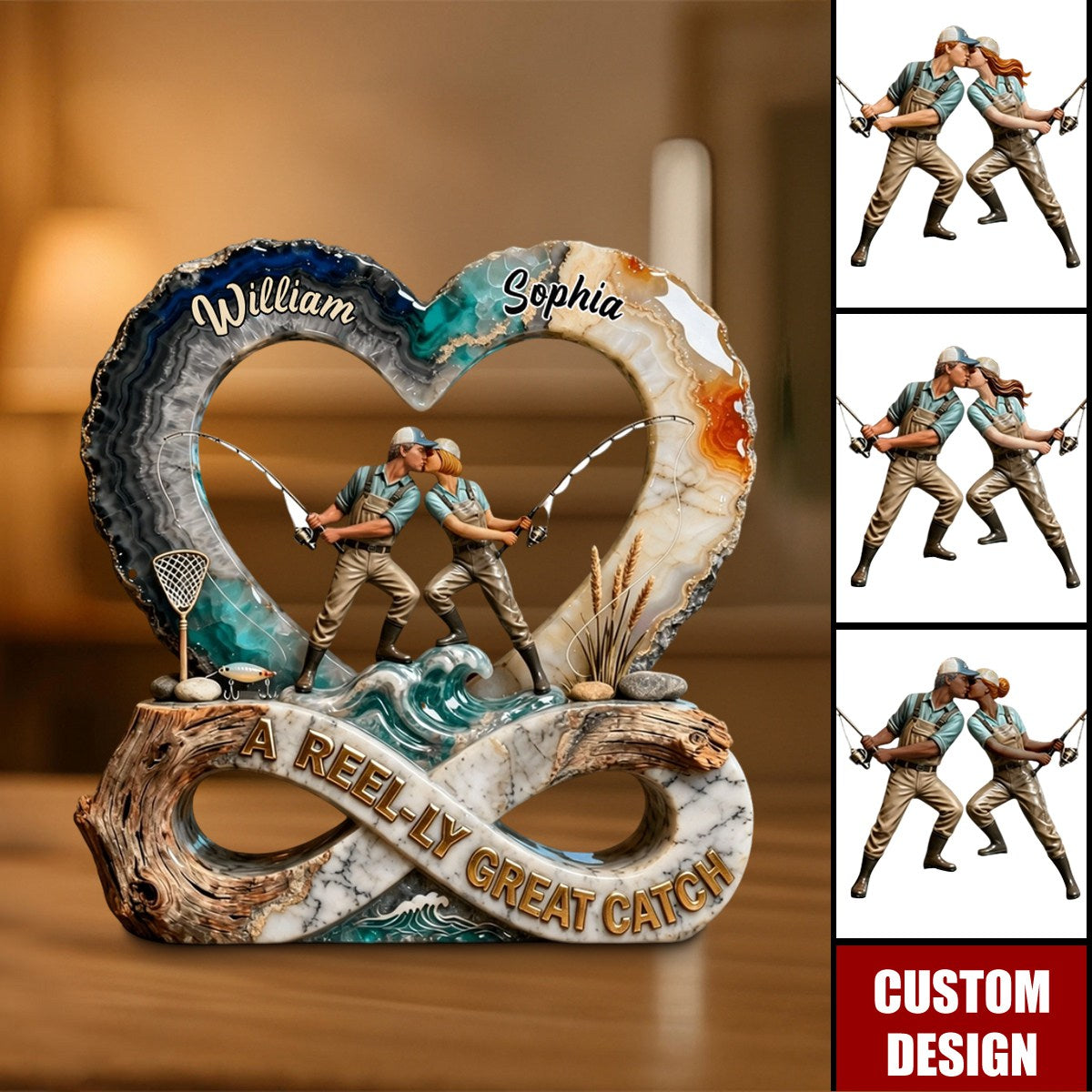 A Reel-ly Great Catch - Personalized Acrylic Plaque- Gifts For Fishing Couple