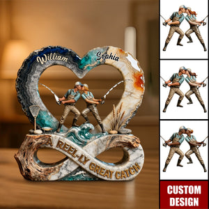 A Reel-ly Great Catch - Personalized Acrylic Plaque- Gifts For Fishing Couple