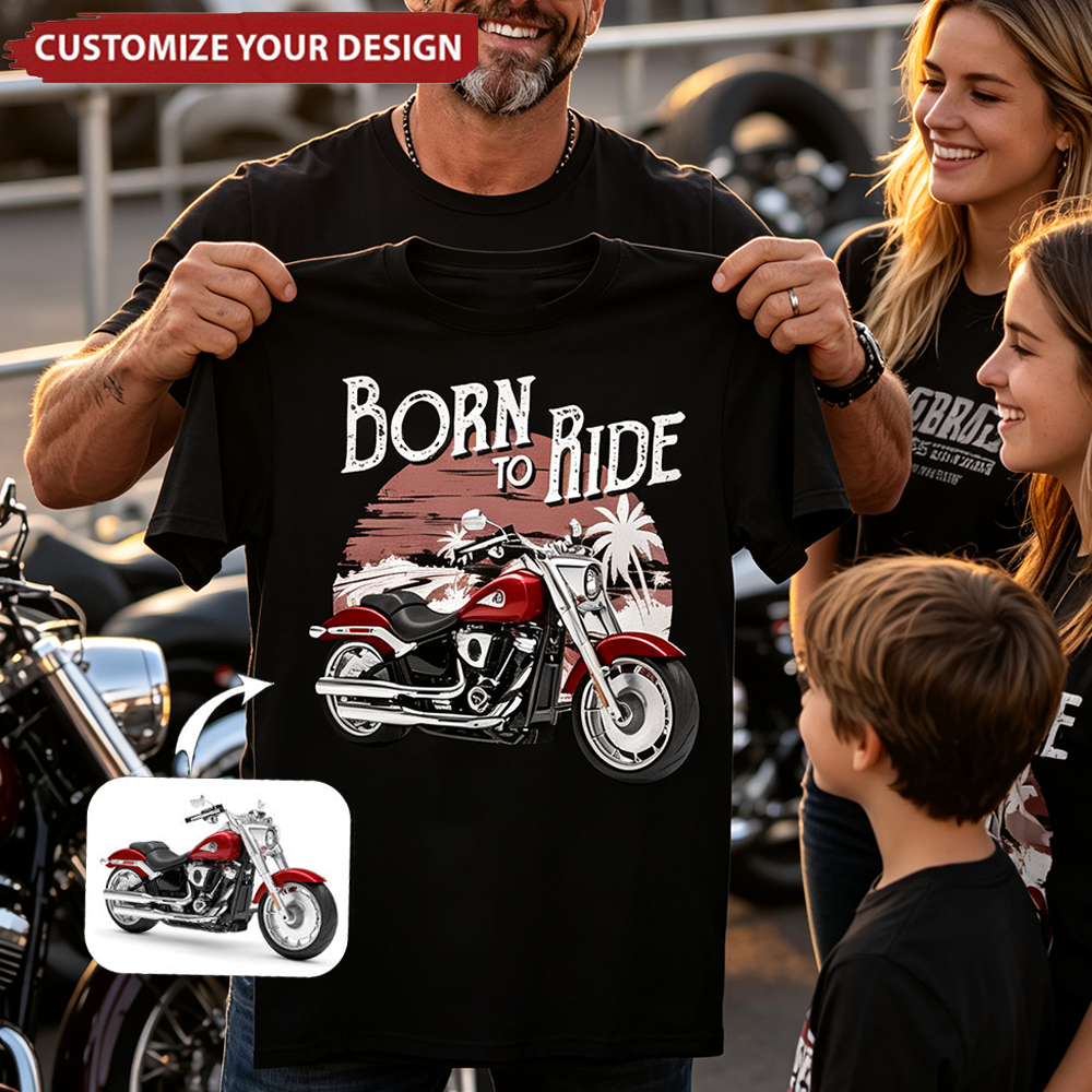 Born To Ride - This Is How I Roll -Personalized Shirt - Upload Vehicle Photo For Biker