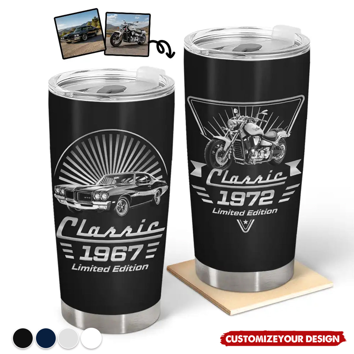 Custom Photo Classic Car Limited Edition - Personalized Tumbler