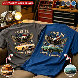 Custom Car Photo I'm Not Old I'm Classic Back Dark Shirt, Personalized Gifts For Dad, Grandpa, Family, Yourself
