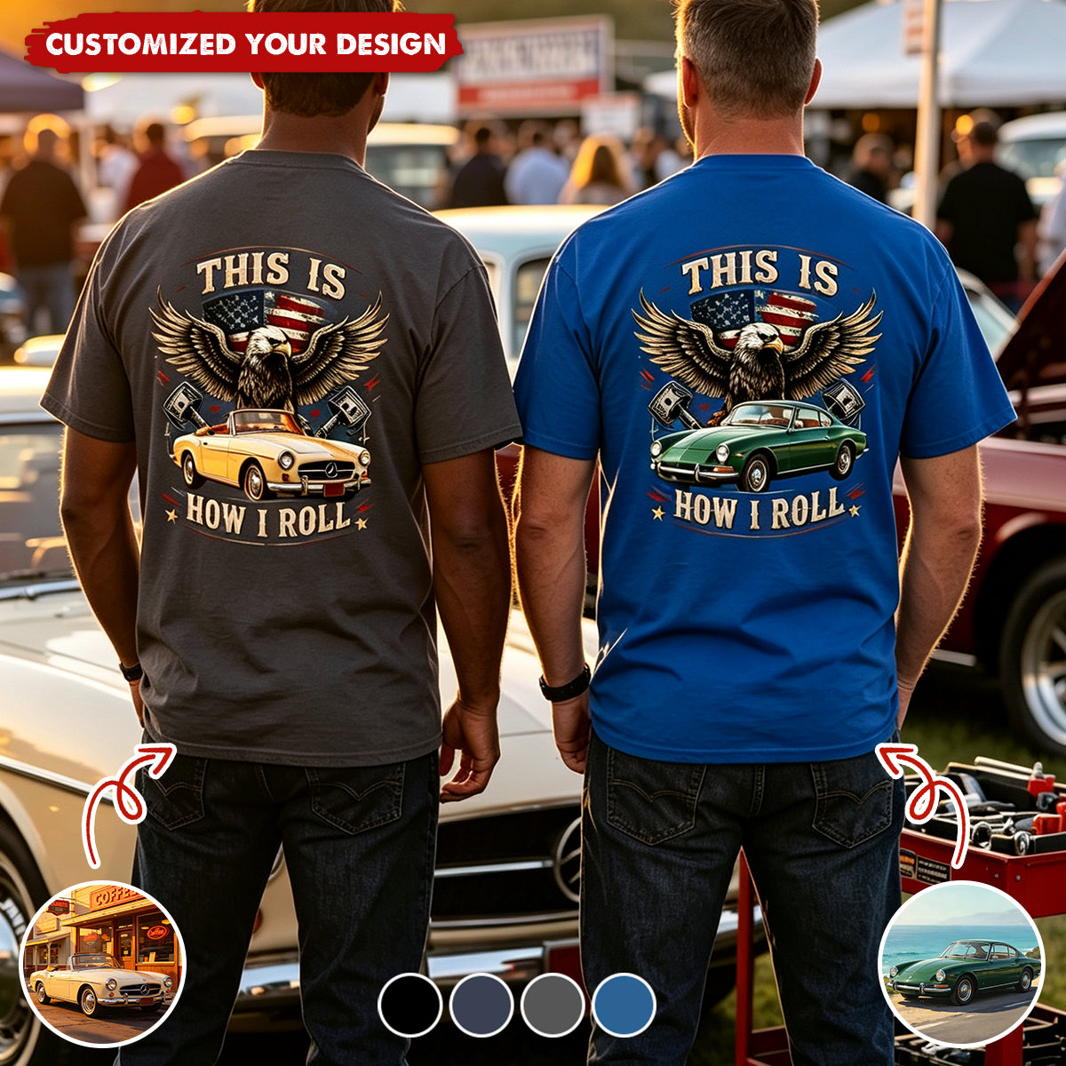 Custom Car Photo I'm Not Old I'm Classic Back Dark Shirt, Personalized Gifts For Dad, Grandpa, Family, Yourself