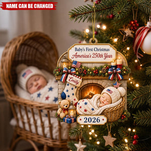 Personalized First Christmas Acrylic Ornament - Custom America 250th Anniversary Christmas Gifts