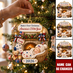 Personalized First Christmas Acrylic Ornament - Custom America 250th Anniversary Christmas Gifts
