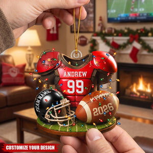 Personalized 2026 Football Acrylic Ornament, Custom Jersey & Helmet Keepsake