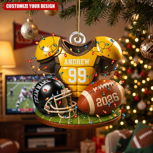 Personalized 2026 Football Acrylic Ornament, Custom Jersey & Helmet Keepsake