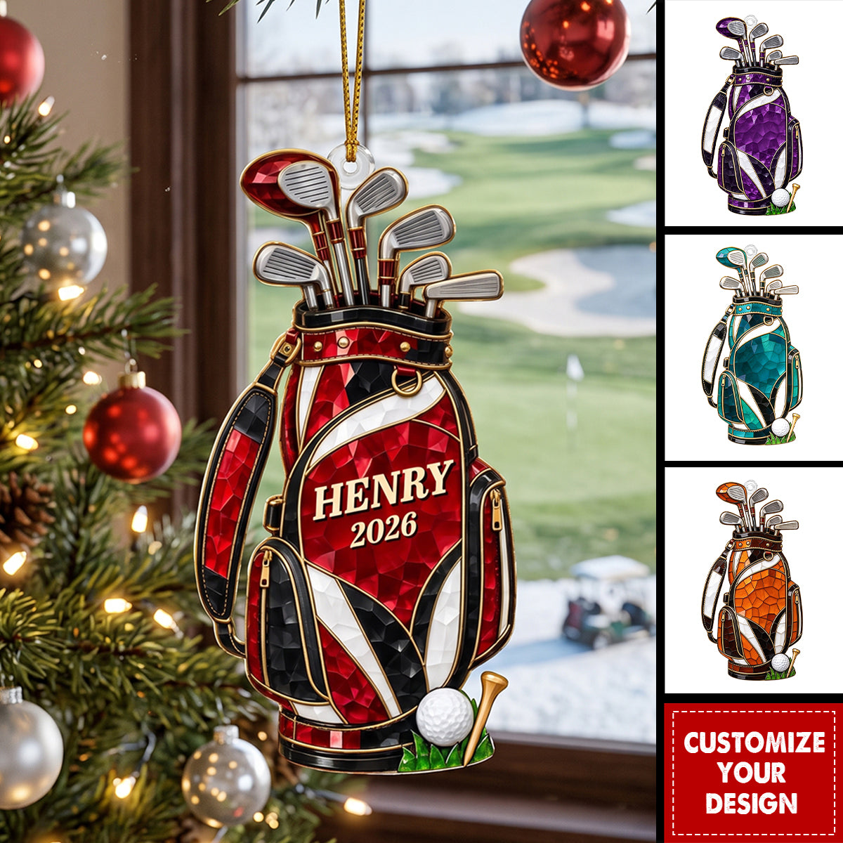 Personalized Golf Acrylic Christmas Ornament, Gift for Dad Golfer
