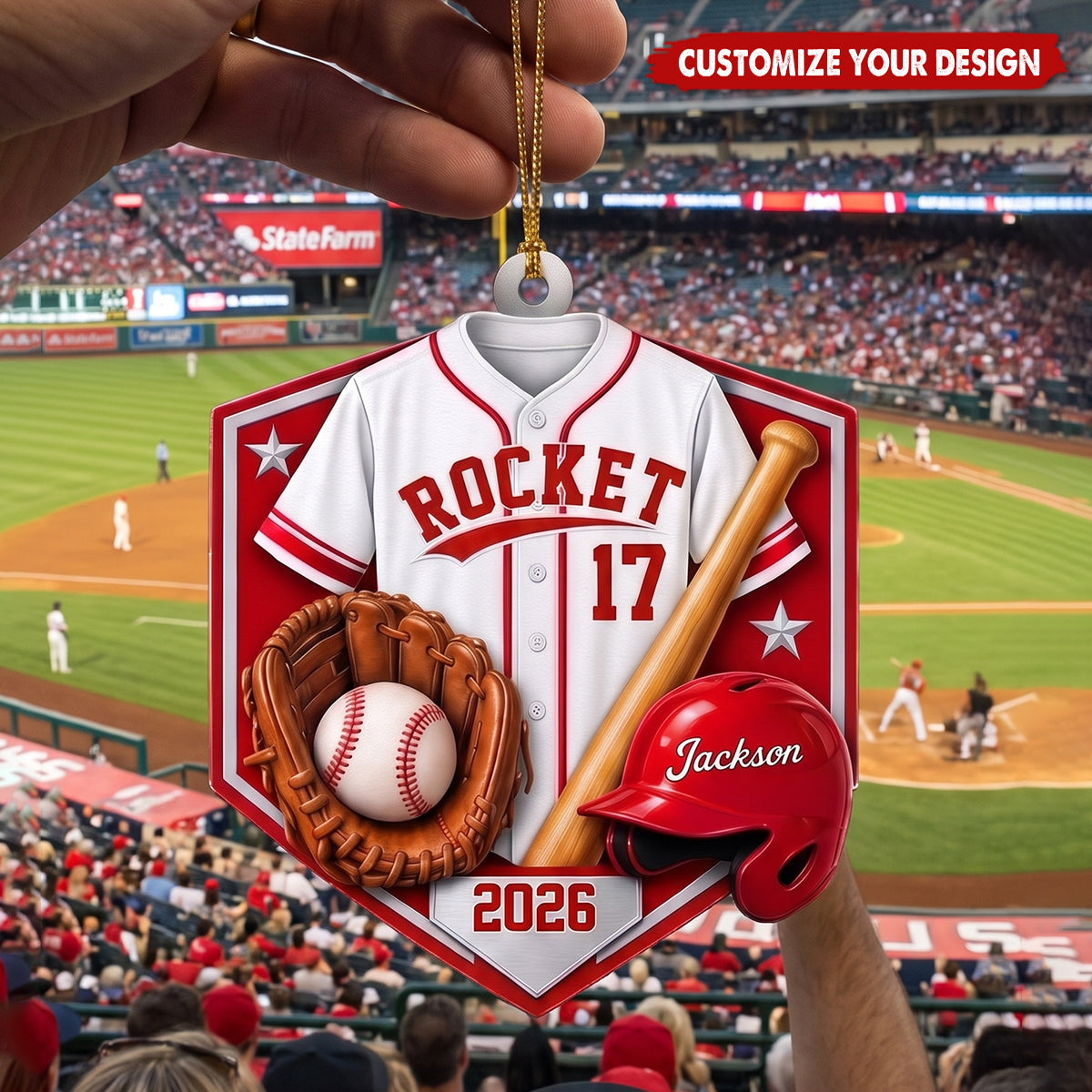 Personalized Baseball Player Acrylic Ornament, Custom Name & Jersey Number Gift
