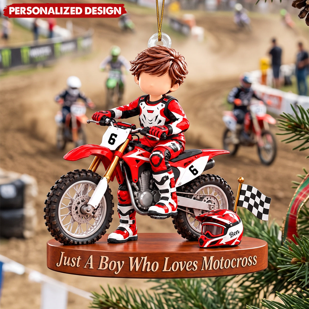 Personalized Motocross Christmas Ornament, Gift For Dirt Bikers