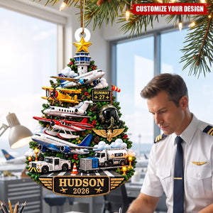 Personalized Airplane Christmas Ornaments, Pilot Aviation Gifts
