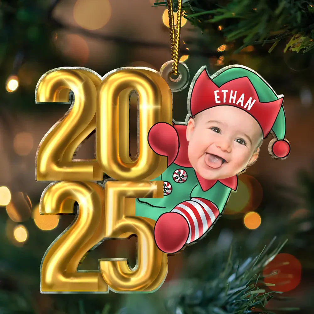 Custom Photo Christmas Santa Baby Personalized Cutout Acrylic Ornament