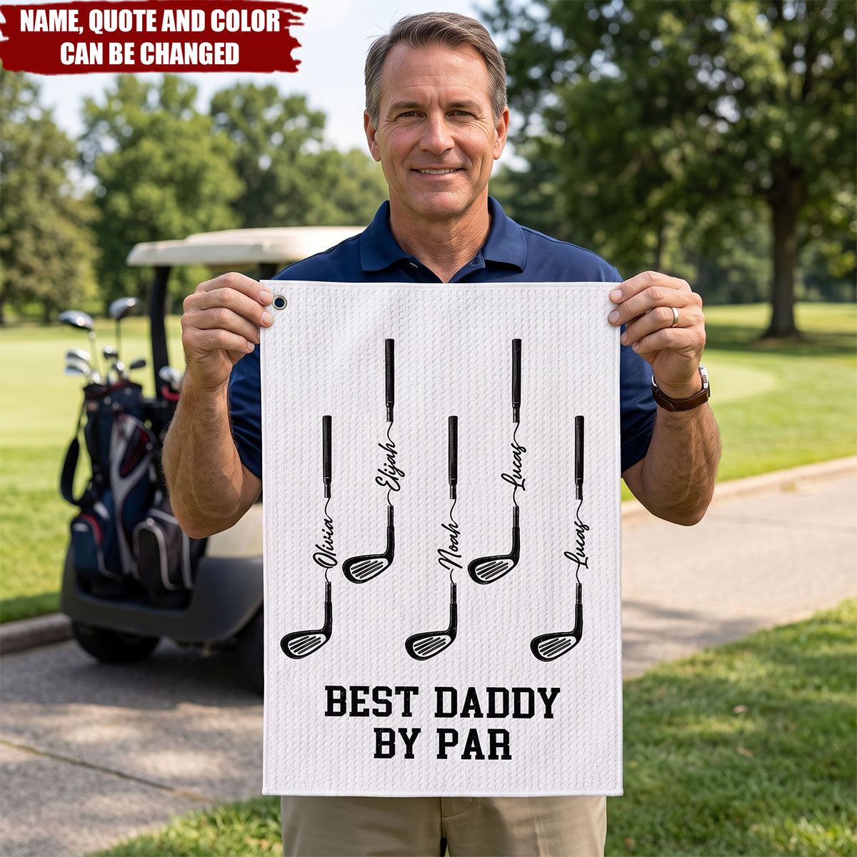 Father's Day Birthday for Dad Golf Players - Personalized Best Dad Golf Club Quick Dry Golf Towel Daily Use