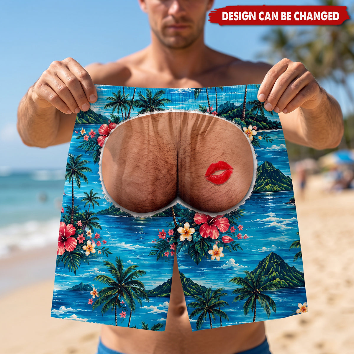 Custom Funny Men Swim Trunks - Personalized Birthday Gifts For Husband, Son, Grandson, Brother, Grandpa, Dad, Yourself - Rear View Approved